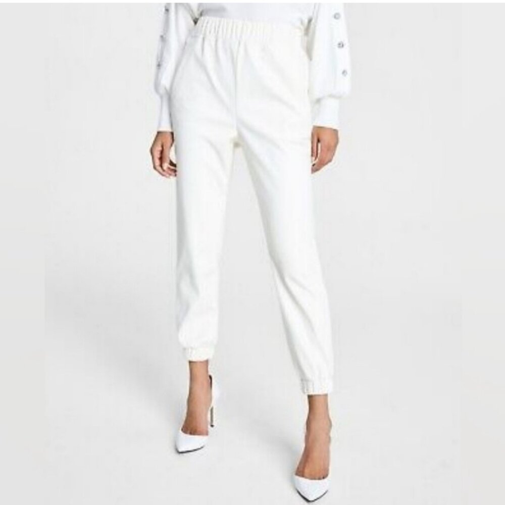 INC International Concepts Faux Leather Jogger Pants, Size S